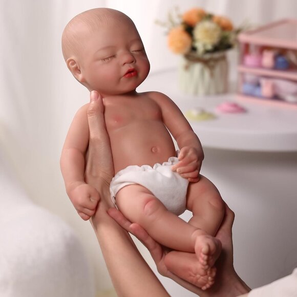 16 Inch Realistic Full Silicone Body Brown Baby Girl Doll 4Lb Weighted Real Doll - Picture 2 of 8